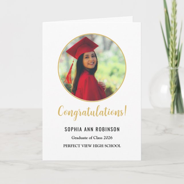 Simple Graduate Photo Modern Graduation  Card (Front)