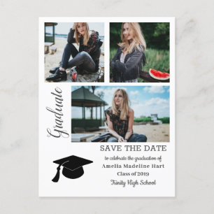 Simple Graduate Save The Date Grad Hat Photo Announcement Postcard