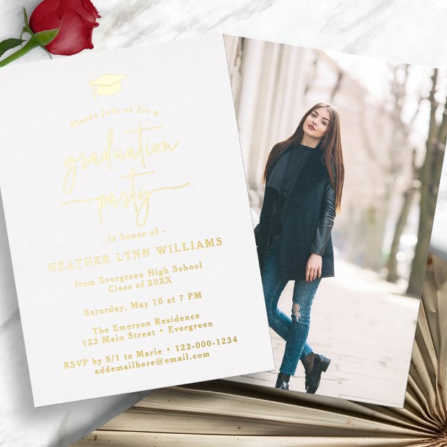 Simple Graduation (Simple Graduation 
Gold Foil Party Invitation by Painted Paperie
)