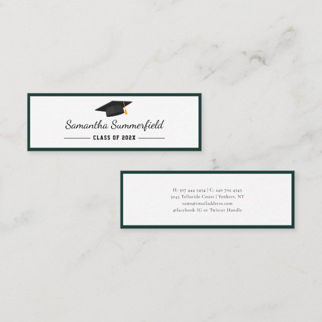Simple Graduation 2026 Minimalist Script Name Mini Business Card (Front/Back)