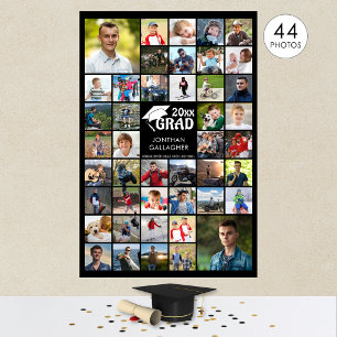 Simple Graduation 44 Photo Collage Custom Colour Poster