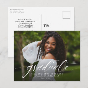 Simple graduation announcement invitation postcard