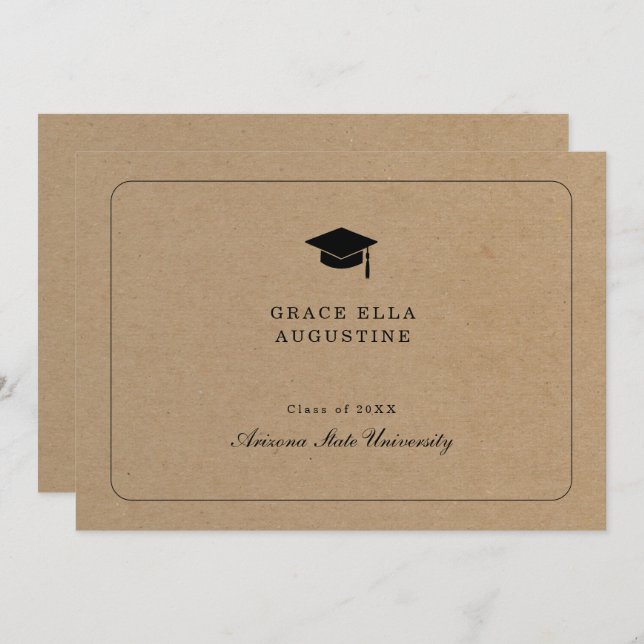 Simple Graduation Announcement - Kraft Background (Front/Back)
