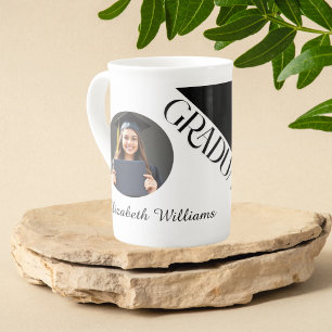 Simple Graduation Black and White Bone China Mug