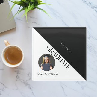 Simple Graduation Black and White Glass Coaster