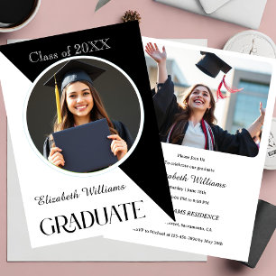 Simple Graduation Black and White Invitation