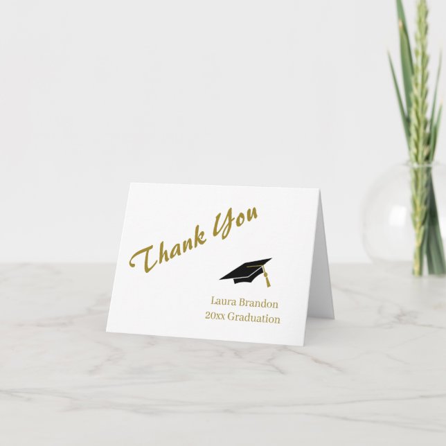 Simple Graduation Cap Thank You Card (Front)