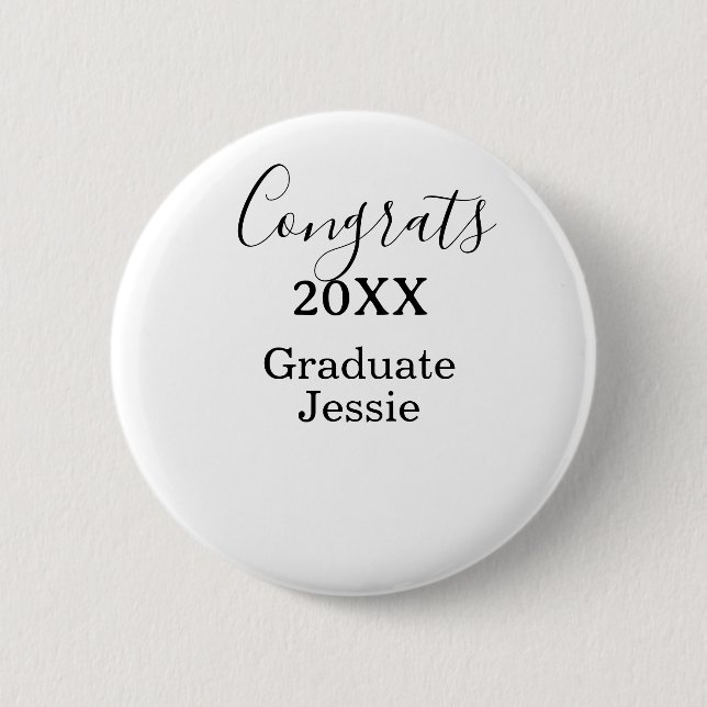 Simple graduation congratulations minimal add clas 6 cm round badge (Front)