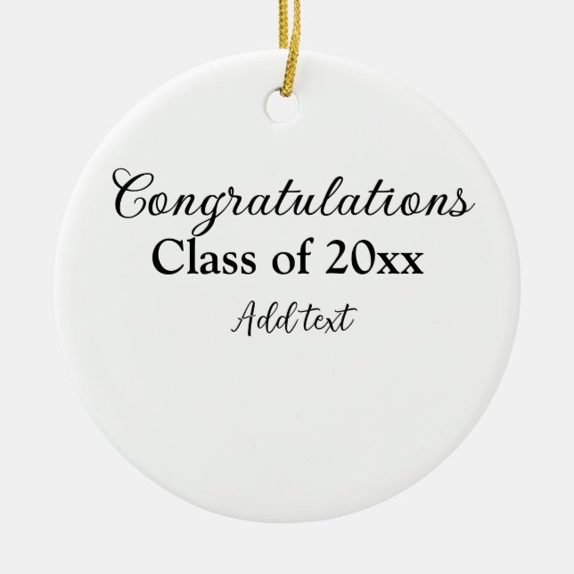 Simple graduation congratulations minimal add clas ceramic tree decoration (Front)
