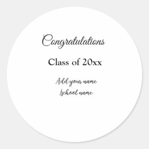Simple graduation congratulations minimal add clas classic round sticker