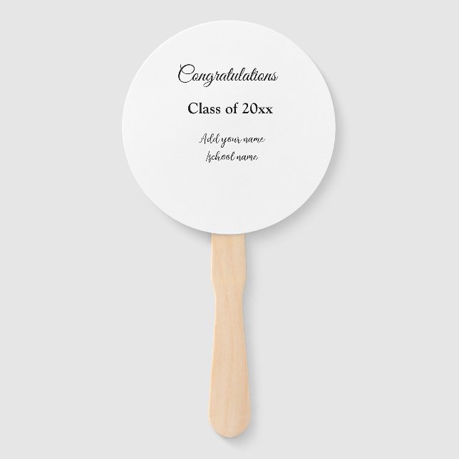 Simple graduation congratulations minimal add clas hand fan (Front)