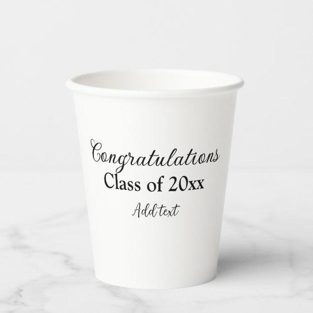 Simple graduation congratulations minimal add clas paper cups (Front)