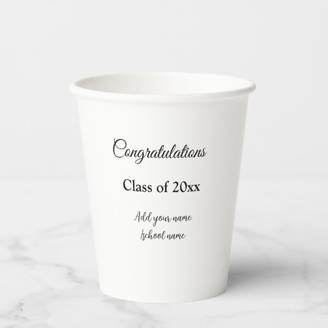 Simple graduation congratulations minimal add clas paper cups (Front)