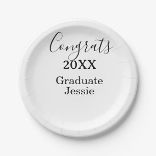 Simple graduation congratulations minimal add clas paper plate