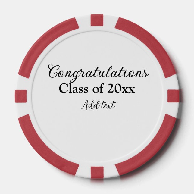 Simple graduation congratulations minimal add clas poker chips (Front)