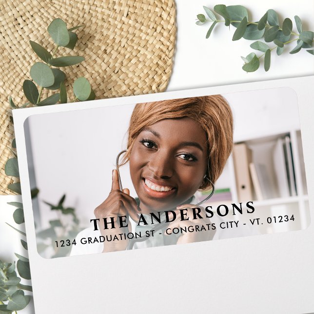 Simple Graduation Custom Photo Return Address  Label (Creator Uploaded)