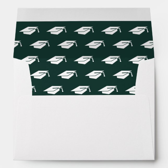Simple Graduation Green Return Address Envelope (Back (Bottom))