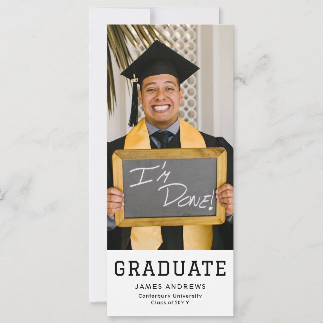 Simple Graduation Modern Stylish  Grad Party Photo Invitation (Front)