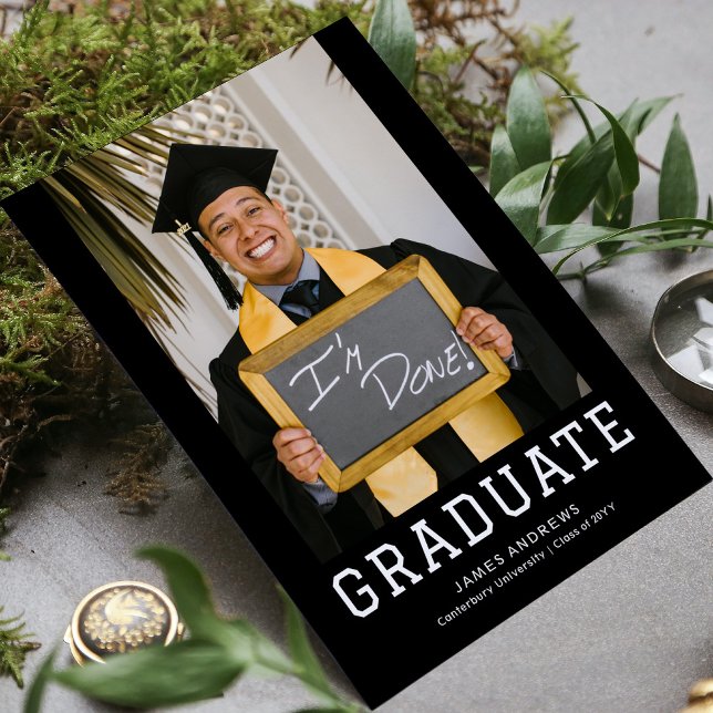 Simple Graduation Modern Stylish  Grad Party Photo Invitation (Creator Uploaded)