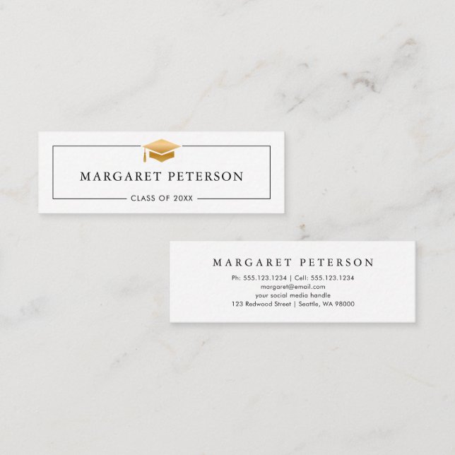Simple Graduation Name Card Modern Minimal Insert (Front/Back)