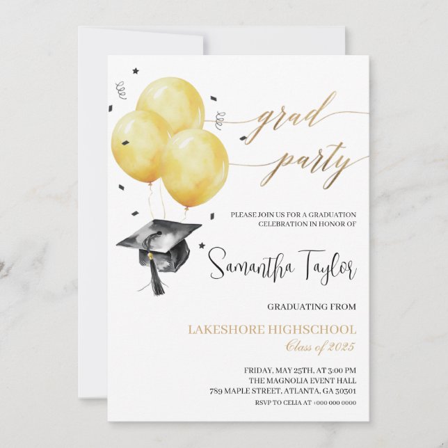 Simple Graduation Party Invitations (Front)