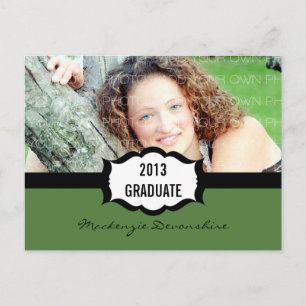 Simple Graduation Party Postcard, Green Invitation Postcard