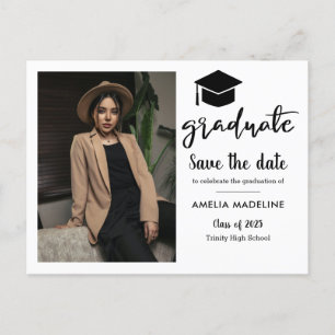 Simple Graduation Party Save The Date Photo Announcement Postcard