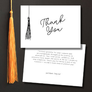 Simple Graduation Party Tassel Illustration Black Thank You Card