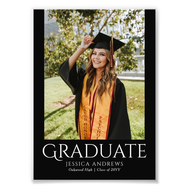 Simple Graduation Stylish Modern Graduate Photo Print (Front)