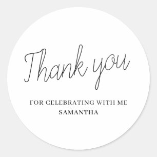 Simple Graduation Thank You  Classic Round Sticker