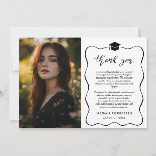 Simple Graduation Thank You Handwritten Photo Card