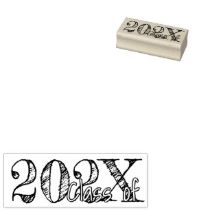 Simple Graduation With Grad Year and Name Space Rubber Stamp