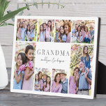 Simple Grandma Photo Collage Plaque<br><div class="desc">Personalised "Grandma" Photo Plaque with Easel Stand. This simple and elegant photo plaque is a beautiful way to showcase cherished memories. The design features space for eight photos, arranged in a border around the edges while keeping the focus on the meaningful text in the centre. At the centre, "Grandma" is...</div>