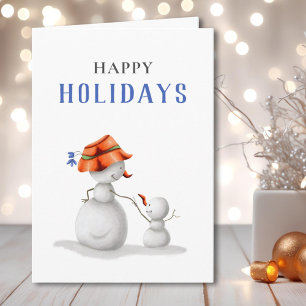 Simple Grandma Snowman Happy Holidays Card