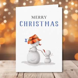 Simple Grandma Snowman Merry Christmas Card