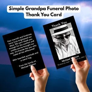 Simple Grandpa Funeral Photo Thank You Card