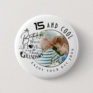 Simple Grandson Birthday Personalised Gift 6 Cm Round Badge