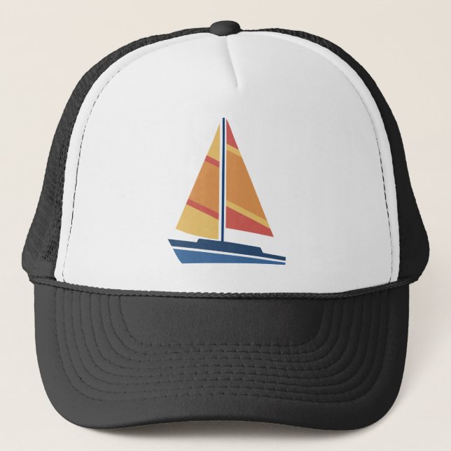 Simple Graphic Sailboat Trucker Hat (Front)
