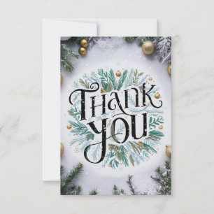 Simple Grateful Pine Happy Holidays Thank You Card