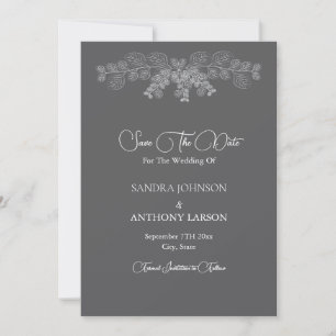 Simple Gray Line Art Eucalyptus Save The Date