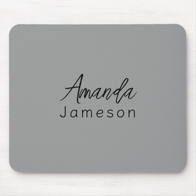 Simple Gray Monogrammed Mouse Pad (Front)