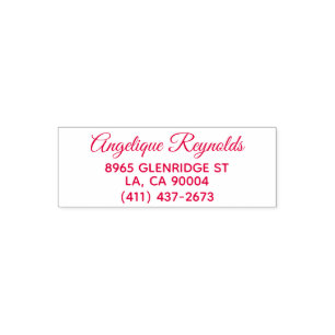 Simple Great Vibes Return Address and Phone Number Self-inking Stamp