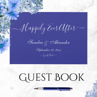 Simple Greek Royal Blue, elegant, modern Wedding Guest Book