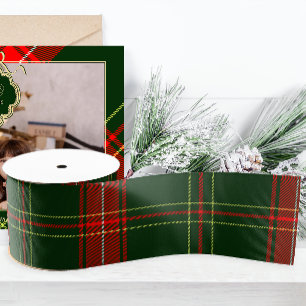 Simple Green and Red Plaid Christmas Holiday  Grosgrain Ribbon