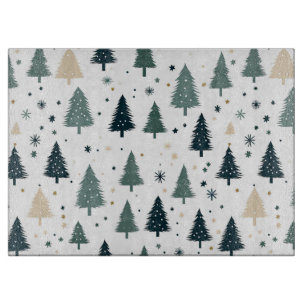 Simple Green and White Christmas Tree Cutting Board