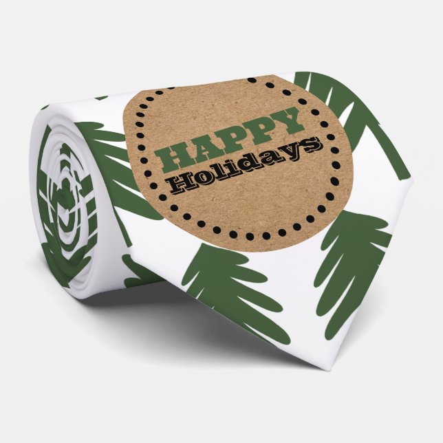 Simple Green and White Christmas Tree Tie (Rolled)