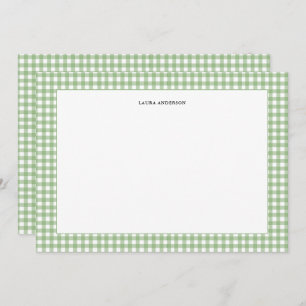 Simple green and white Gingham personalised Thank You Card