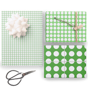 Simple Green and White Polka Dots Pattern Wrapping Paper Sheet