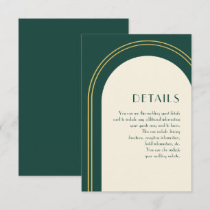 Simple Green Arch Wedding Guest Detail Enclosure Card