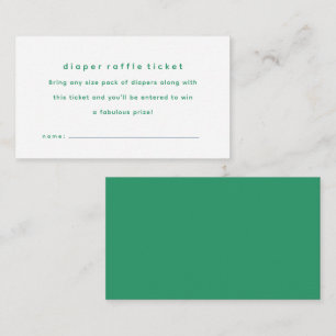 Simple green baby shower diaper raffle ticket enclosure card